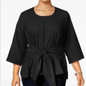 Melissa McCarthy Black Front-Tie Blouse, Size 1X